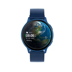 New TEKDAY Montre Connectée cadran bleu bracelet silicone bleu