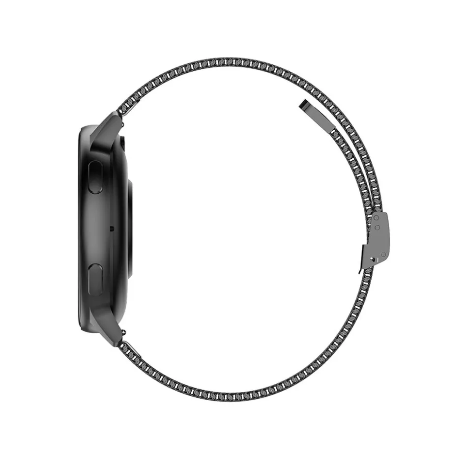 TEKDAY Montre Connectée cadran noir bracelet acier noir