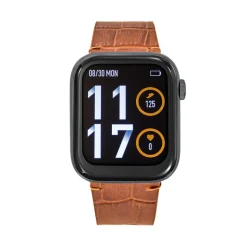 New TEKDAY Montre Connectée cadran noir bracelet cuir de vache marron