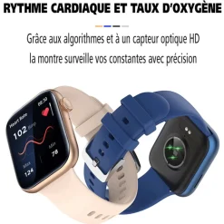 Hot TEKDAY Montre Connectée cadran doré bracelet acier doré