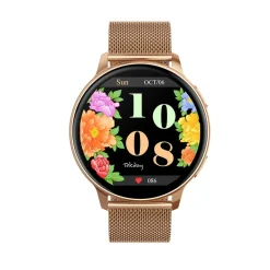 New TEKDAY Montre Connectée cadran rose bracelet acier rose