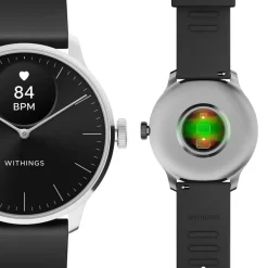 New WITHINGS Montre Connectée Scanwatch Light cadran argenté bracelet silicone noir