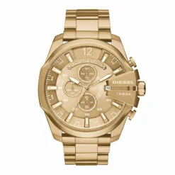 Discount DIESEL Montre Mega Chief Champagne cadran doré fond doré bracelet acier doré