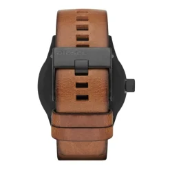 New DIESEL Montre Nsbb Gris cadran noir fond gris bracelet cuir marron