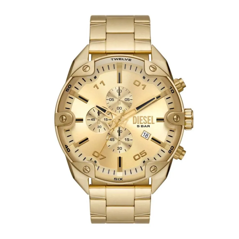 Best DIESEL Montre Spiked Doré cadran doré fond doré bracelet acier doré