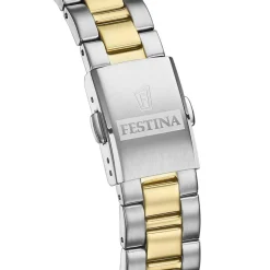 Hot FESTINA Montre Classics Blanc cadran argenté fond blanc bracelet acier bicolore