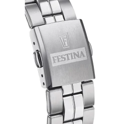 New FESTINA Montre Classics Noir cadran argenté fond noir bracelet acier argenté
