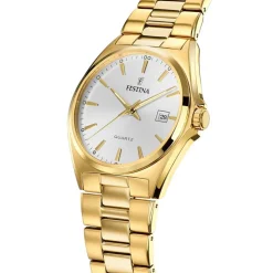 Sale FESTINA Montre Classique Blanc cadran doré fond blanc bracelet acier doré