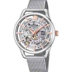Best FESTINA Montre Squelette cadran argenté fond bicolore bracelet acier argenté