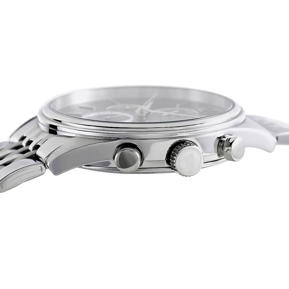 Outlet FESTINA Montre Timeless Chronograph Noir cadran argenté fond noir bracelet acier argenté