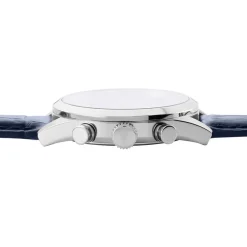 Clearance FESTINA Montre Timeless Chronograph Bleu cadran argenté fond bleu bracelet cuir bleu