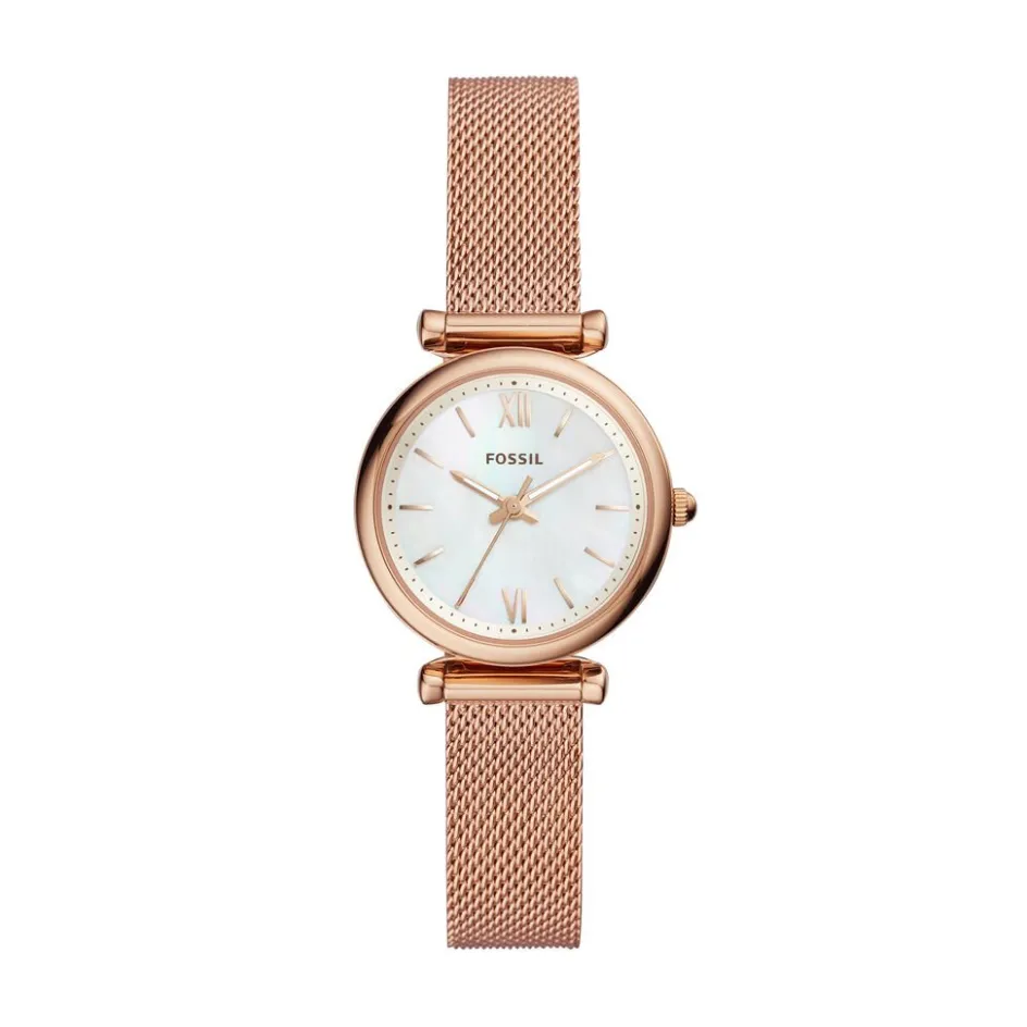 Discount FOSSIL Montre Carlie Mini Nacre cadran doré rose fond nacre bracelet acier doré rose