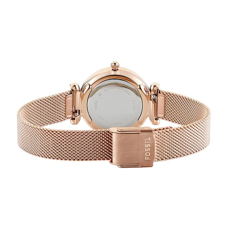 Discount FOSSIL Montre Carlie Mini Nacre cadran doré rose fond nacre bracelet acier doré rose