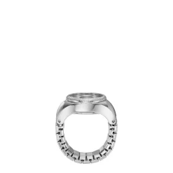 Discount FOSSIL Montre Watch Ring Blanc cadran argenté fond blanc bracelet acier argenté