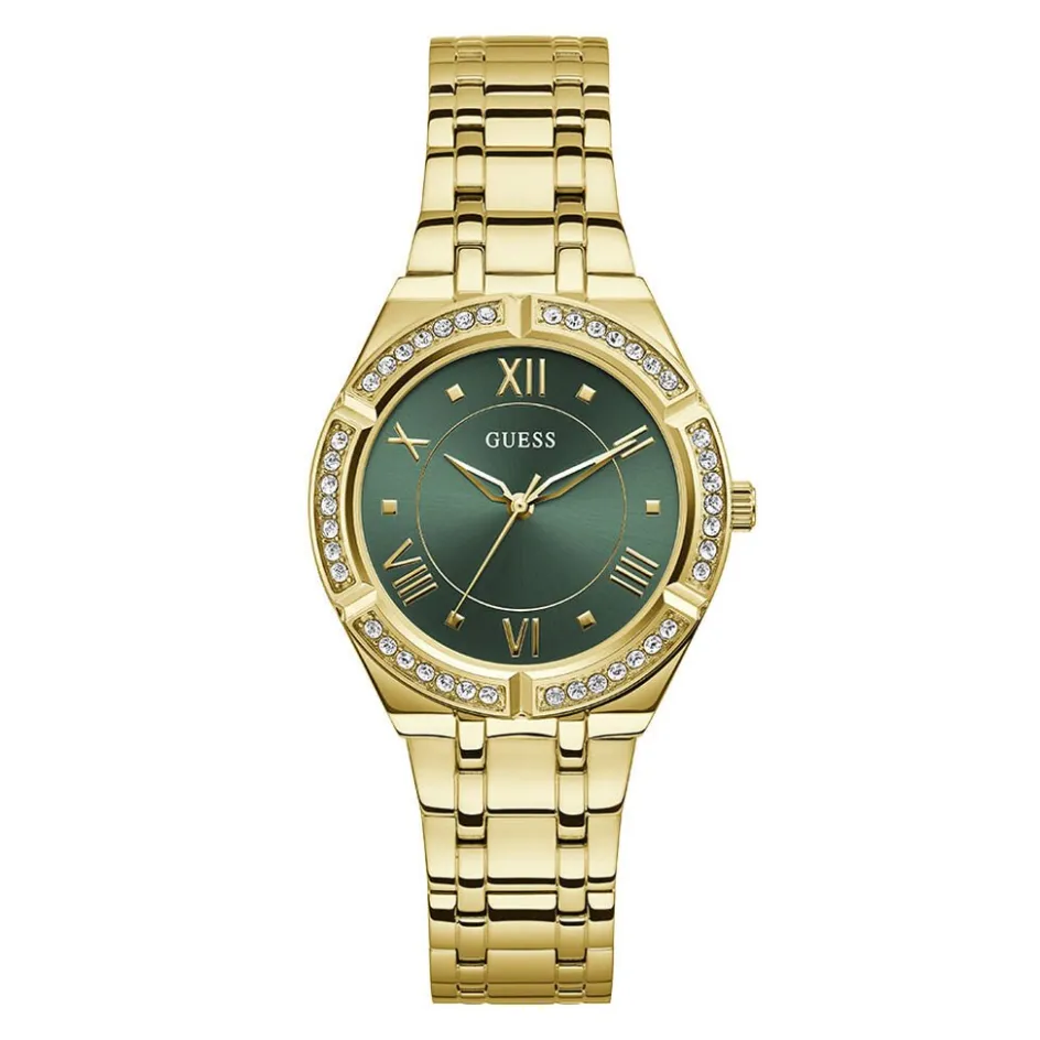 Clearance GUESS Montre Cosmo Vert cadran doré fond vert bracelet acier doré