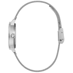 GUESS Montre Melody Blanc cadran argenté fond blanc bracelet acier argenté