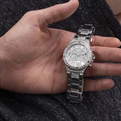 Discount GUESS Montre Moonlight Argenté cadran argenté fond argenté bracelet acier argenté