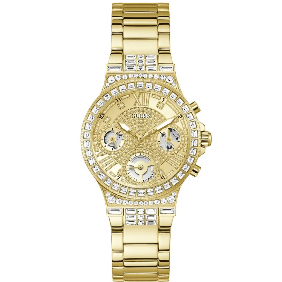 GUESS Montre Moonlight Champagne cadran doré fond champagne bracelet acier doré