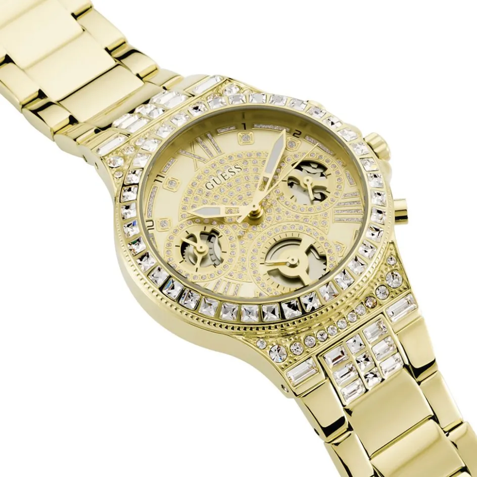 GUESS Montre Moonlight Champagne cadran doré fond champagne bracelet acier doré