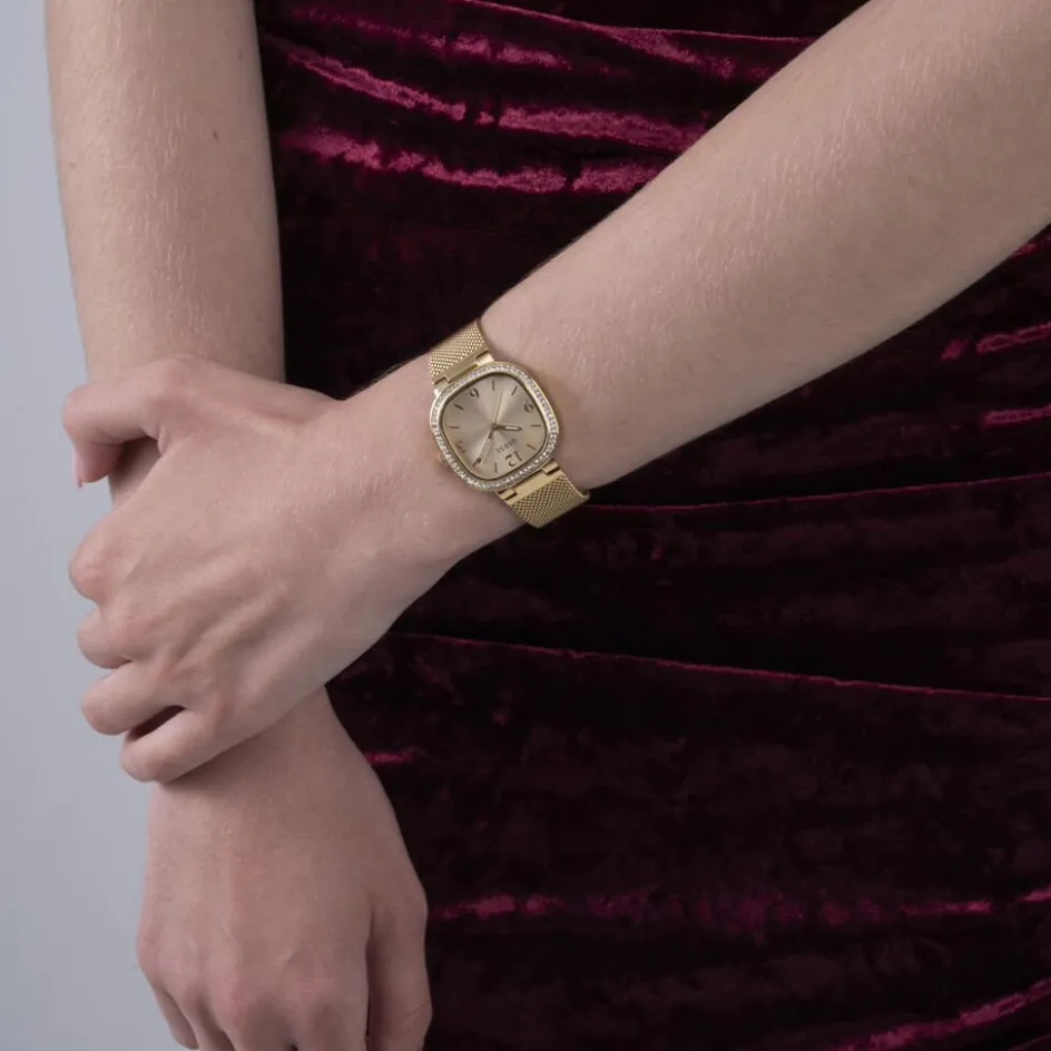 New GUESS Montre Tapestry Doré cadran doré fond doré bracelet acier doré