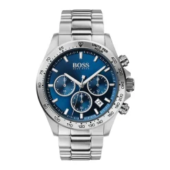 HUGO BOSS Montre H Boss Hero Bleu cadran argenté fond bleu bracelet acier argenté