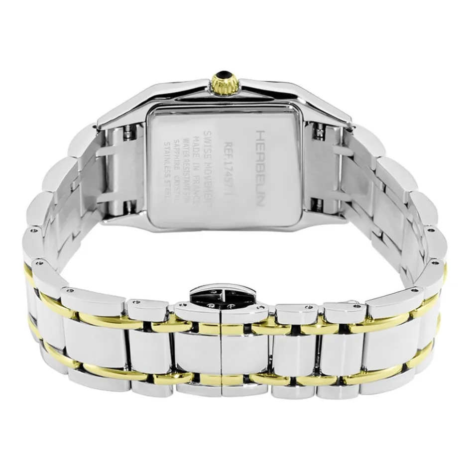 Best HERBELIN Montre Luna Argent cadran bicolore fond argenté bracelet acier bicolore