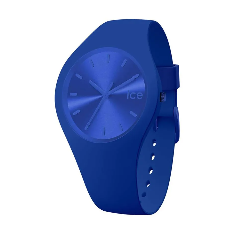 Clearance ICE WATCH Montre Colour Bleu cadran argenté fond bleu bracelet silicone bleu