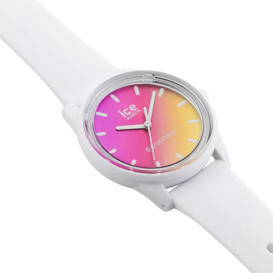 Online ICE WATCH Montre Solar Power Multicolore cadran blanc fond multicolore bracelet silicone blanc