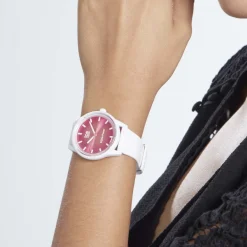 Discount ICE WATCH Montre Solar Power Blanc cadran argenté fond rose bracelet silicone blanc