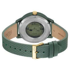 LACOSTE Montre .12.12 Automatique Kaki cadran kaki fond kaki bracelet cuir de veau kaki