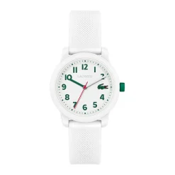 New LACOSTE Montre 12.12 Kids Blanc cadran blanc fond blanc bracelet silicone blanc