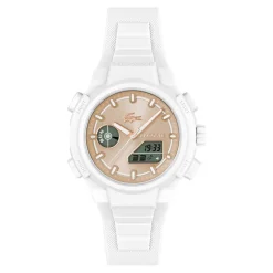 LACOSTE Montre Lc33 Crème cadran blanc fond cr&egrave;me bracelet silicone blanc
