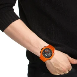 Sale LACOSTE Montre Lc33 Noir cadran orange fond noir bracelet silicone orange