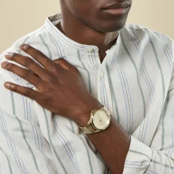 Outlet LACOSTE Montre Le Croc Champagne cadran doré fond champagne bracelet acier doré