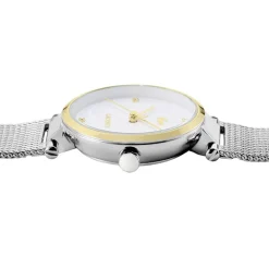 Clearance LACOSTE Montre Orba Blanc cadran doré fond blanc bracelet acier argenté