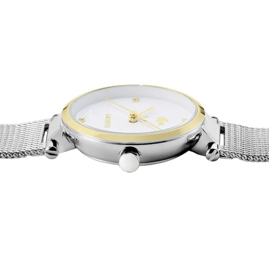 Clearance LACOSTE Montre Orba Blanc cadran doré fond blanc bracelet acier argenté