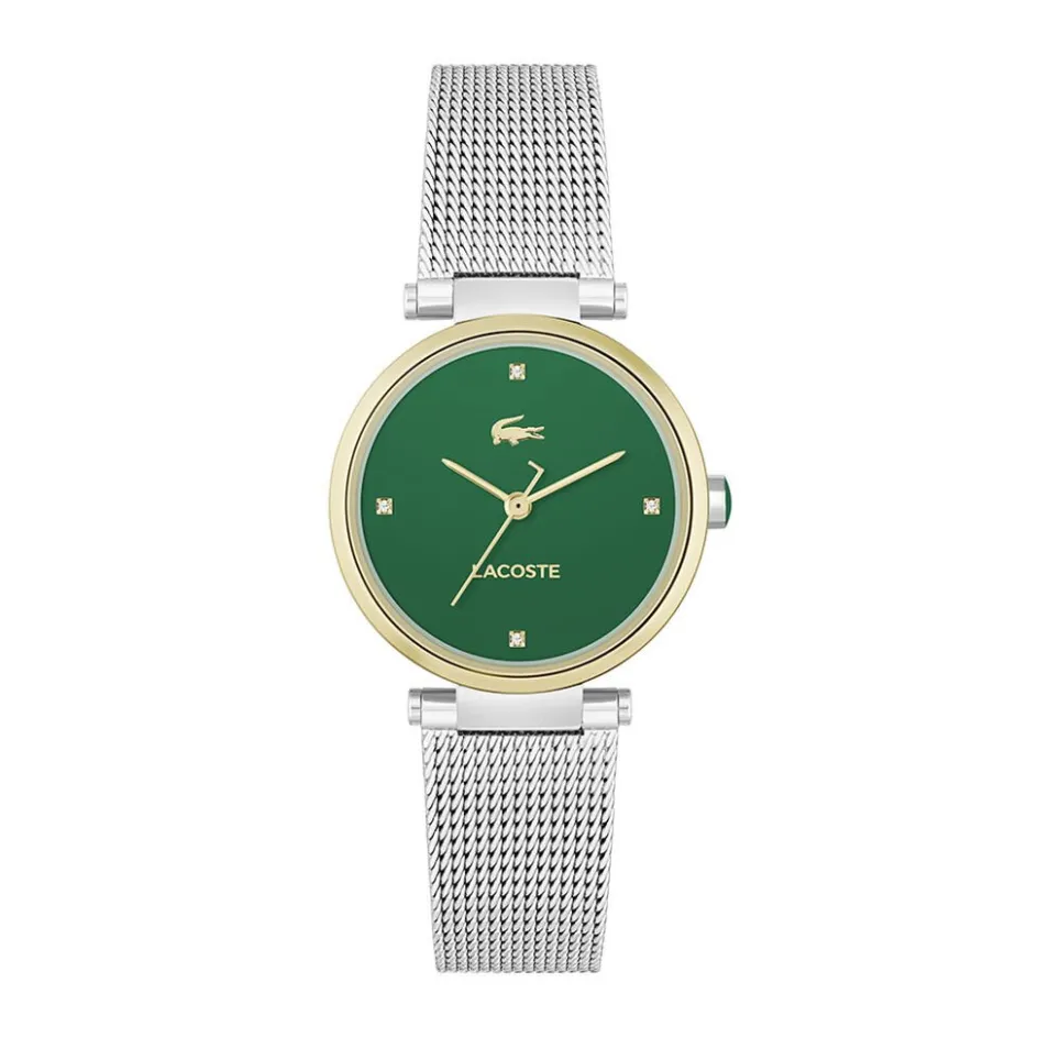 LACOSTE Montre Orba Vert cadran doré fond vert bracelet acier argenté