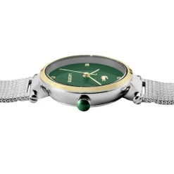 LACOSTE Montre Orba Vert cadran doré fond vert bracelet acier argenté