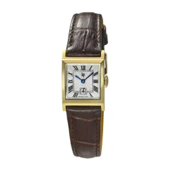 Clearance LIP Montre Churchill C18 Argenté cadran doré fond argenté bracelet cuir de vache marron