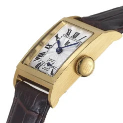 Clearance LIP Montre Churchill C18 Argenté cadran doré fond argenté bracelet cuir de vache marron