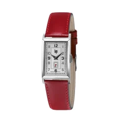 Best LIP Montre Churchill T18 Argenté cadran argenté fond argenté bracelet cuir rouge