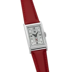 Best LIP Montre Churchill T18 Argenté cadran argenté fond argenté bracelet cuir rouge
