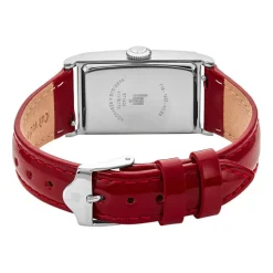 Best LIP Montre Churchill T18 Argenté cadran argenté fond argenté bracelet cuir rouge