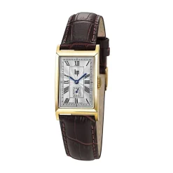 Best LIP Montre Churchill T18 Argenté cadran doré fond argenté bracelet cuir de vache marron