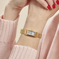 Discount LIP Montre Churchill T13 Blanc cadran doré fond blanc bracelet acier doré