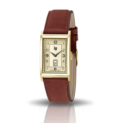 Best LIP Montre Churchill T24 Champagne cadran doré fond champagne bracelet cuir marron