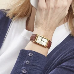 Clearance LIP Montre Churchill T18 Doré cadran doré fond doré bracelet cuir marron