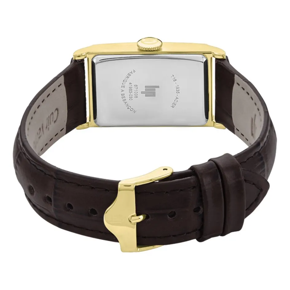 Discount LIP Montre Churchill T18 Doré cadran doré fond doré bracelet cuir marron