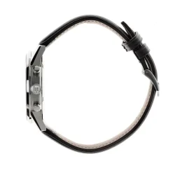 LIP Montre Himalaya Chrono Noir cadran argenté fond noir bracelet cuir noir