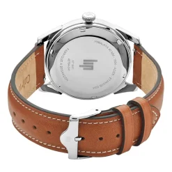 Outlet LIP Montre Himalaya Gris cadran argenté fond gris bracelet cuir marron